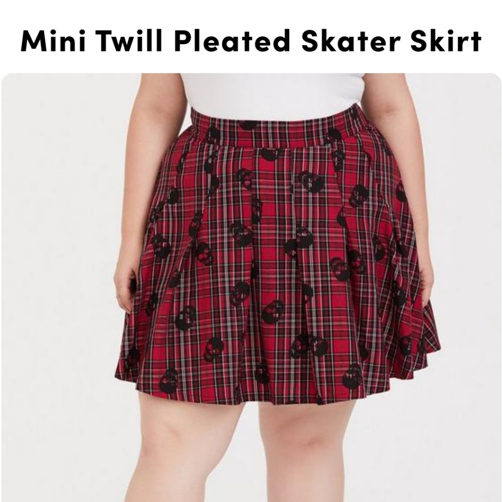 Red Plaid Pleated Skater Skirt